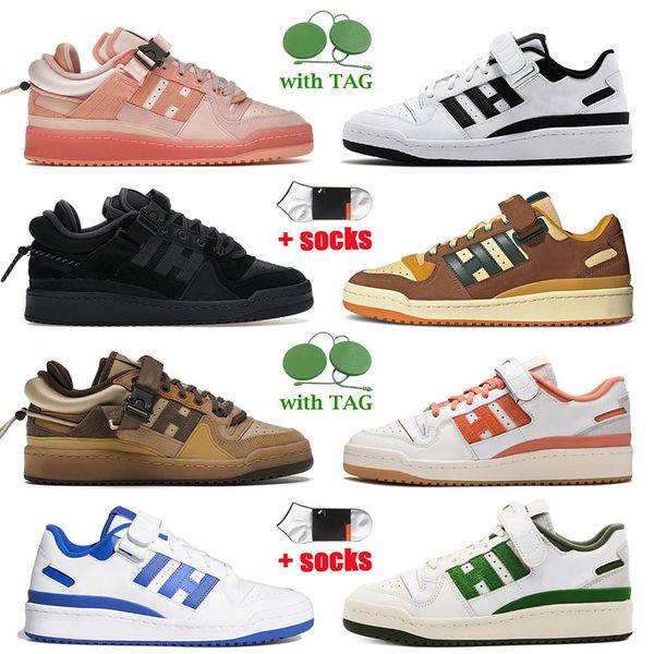 Zapatos Atléticos para correr Bad Bunny X Forum Buckle Low Mujeres Hombres Running Top Forums 84 Lows The First Cafe Regreso a la escuela Huevo de Pascua Blanco Royal Blue OG Zapatillas de deporte