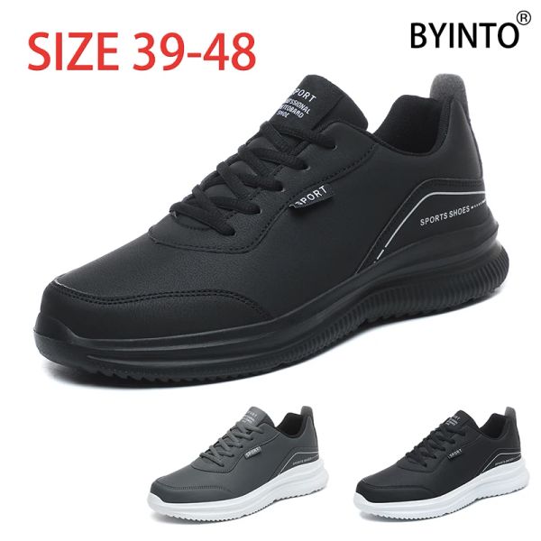 Chaussures Big Size 3948 Sports extérieurs hommes Chaussures de tennis Super Light Shock Treproofing Le cuir baskets Black Jogging Walking Mâle Trainers