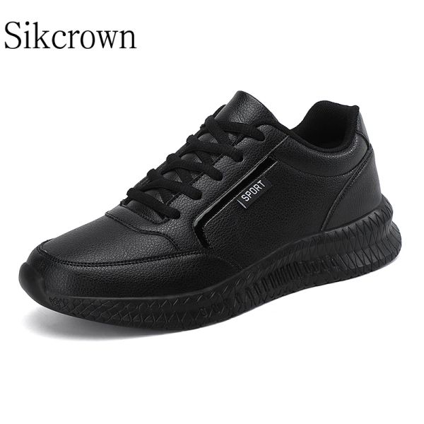 Zapatos zapatos de cuero negros pur para correr para hombres talla 48 zapatillas impermeables lightweigth calzado no liquidad