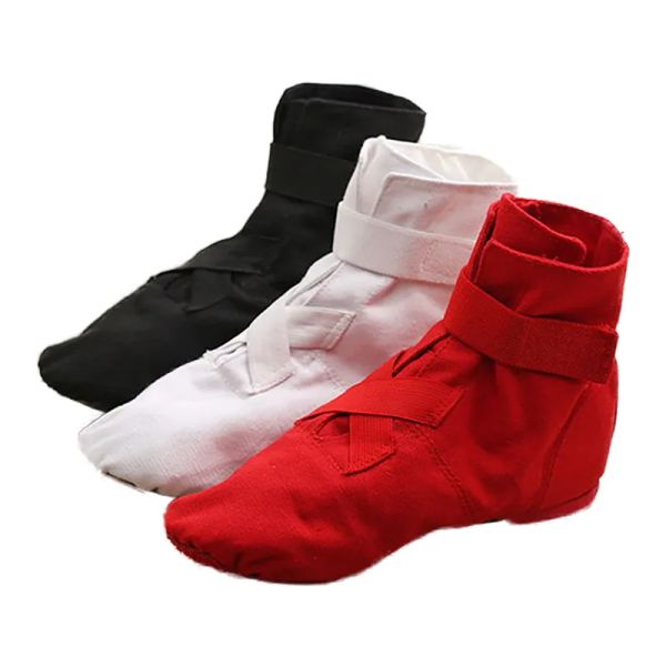 Chaussures collées hautes enfants adultes Bottes de jazz en toile avec semelles doux chaussures de danse chaussures pour femmes danse ballet de danse flla baskets