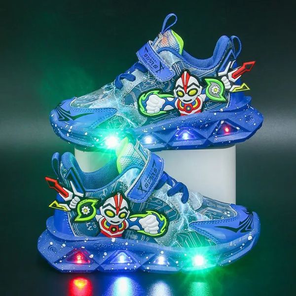 Zapatos zapatillas de deporte con LED Light Up Casual Kids Zapatos Japón Artio de anime Sports Sports Sports para niños Zapatos luminosos para caminar