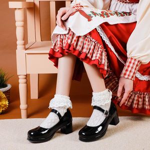 Chaussures de mariage grande taille pour filles, chaussures Lolita douces, rouge et noir, décoration décontractée, Mary Janes, chaussures à plateforme, Style gothique pour femmes