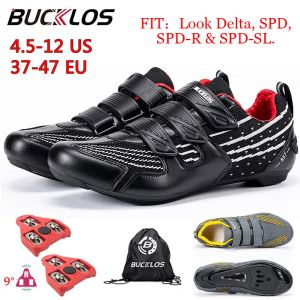 Chaussures Bucklos Cycling Sneaker SPD SPDSL Look Delta Road Bike Shoe Breathable Men Cycling Sneaker avec taquet 3747 Équipement de vélo