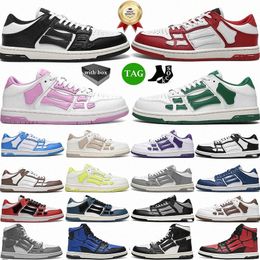 Chaussures Casual Designer Chaussure Ami Skel-Top Skelet Low Bone Noir Blanc Sneaker Chaussures Bicolor Cuir Run Skateboard Randonnée Femme Mens Free Ship N3XV #