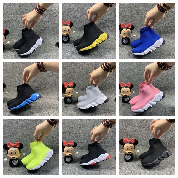 Chaussures Casual Enfants Designer Diapositives Chaussettes Plate-forme Garçons Grils Noir Jeunesse Kid Speedy Speed ​​Trackers Runner Bébé Enfant En Bas Âge Sneaker