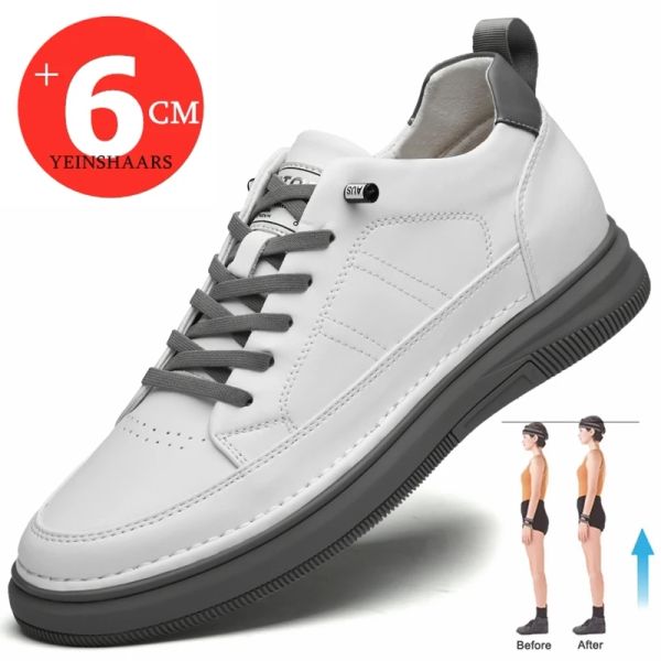 Chaussures décontractées Chaussures d'ascenseur augmentation Chaussures pour les hommes Hauteur Augmentation des chaussures blanches Chaussures noires 6 cm de haut chaussures de levage baskets