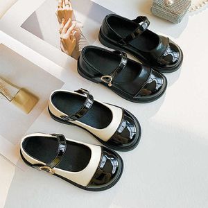 Chaussures Enfants Mode En Cuir Verni Fille Plat Noir Blanc Vintage École 23-37 Enfant En Bas Âge Enfants Princesse Chaussures P230314