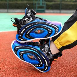 Schoenen kinderbasketbalschoenen jongens 2023 Nieuwe Cuhk Children's Autumn Leather Lederen Boy Fashion Brand Student Sports Shoes Combat Boots