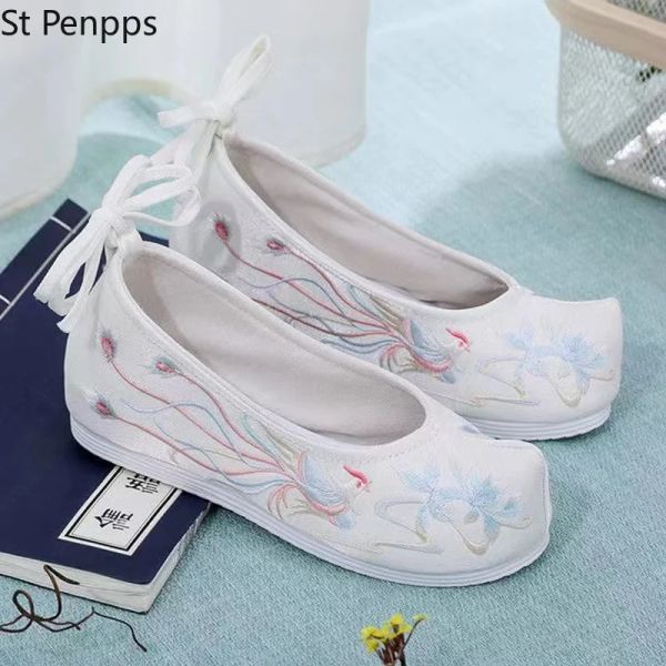 Chaussures Chine Style Oriental Femmes Chaussures Chaussures plats broderie Chaussures traditionnelles chinoises pour femmes Hanfu Chaussures chinoises Chaussures