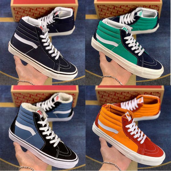 Zapatos Clásicos Negro Blanco High Skateboard Old Skool Sk8-hi Canvas Hombres Mujeres Casual Flat Sneakers 36-44