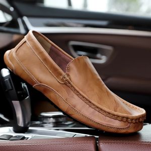 Schoenen Comfort Men Loafers Echt lederen casual schoenen voor mannen Classic Boat Shoes Man Footwear Light Mocasins Plus Maat 3848