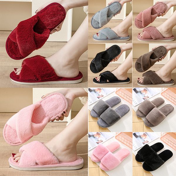 Chaussures couple 2024 Designer New Slippers Flats Vins Red Red Pink Colore Couleur Black Café Café Gris Femmes Taille Comfort 36-45 Gai 299