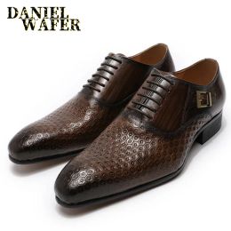 Zapatos Daniel Wafer Man Zapatos Luxury Geométrico Impresiones Geométricas Oficina Hombre de boda Forma Negra Negra Oxford Poe Oxford Zapatos