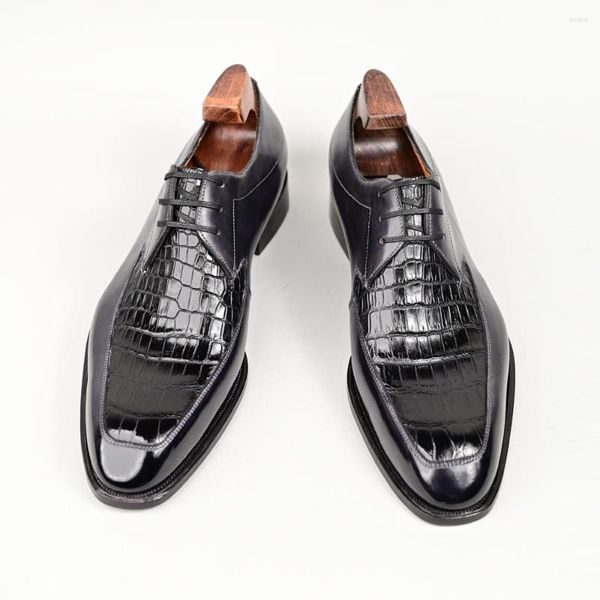 Chaussures Derby 885 robe noire hommes en cuir motif crocodile bureau d'affaires mariage haute qualité élégant grande taille 84033 50252