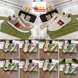 Chaussures Designer Chaussures décontractées Bneakers Ace baskets Low Womens Shoe Sports Trainers Tiger Broidered Black White Green Stripes Walking Mens Wo