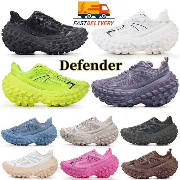 Zapatos Diseñador Defender Sneaker Extreme Tread Shoes Zapatillas de deporte con neumáticos de goma Negro Blanco Ejército Verde Gris Rosa Suela Mujeres Hombres Deportes 240311