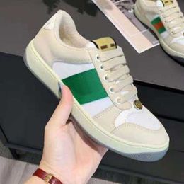 Chaussures Designer Designer Sneaker Casual Chaussures Homme Dirty Real Leather Screener New Ace Brodé Strawberry Femmes Trainer Sneakers