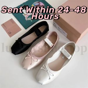 Schoenen ontwerper professionele dansschoenen vrouwen schoen flat sandalen paris ballet mode satijnen ballerina's mm platform bowknot ondiepe mond