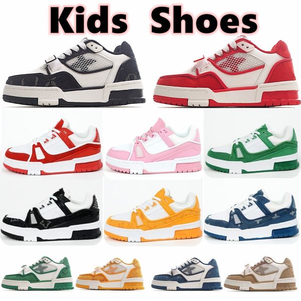 Chaussures Designer Toddlers Kids Sneakers Brand Trainers Baby Boys Filles Sports Chaussure Enfants jeunes Blue Bleu Black Plateforme Sneake
