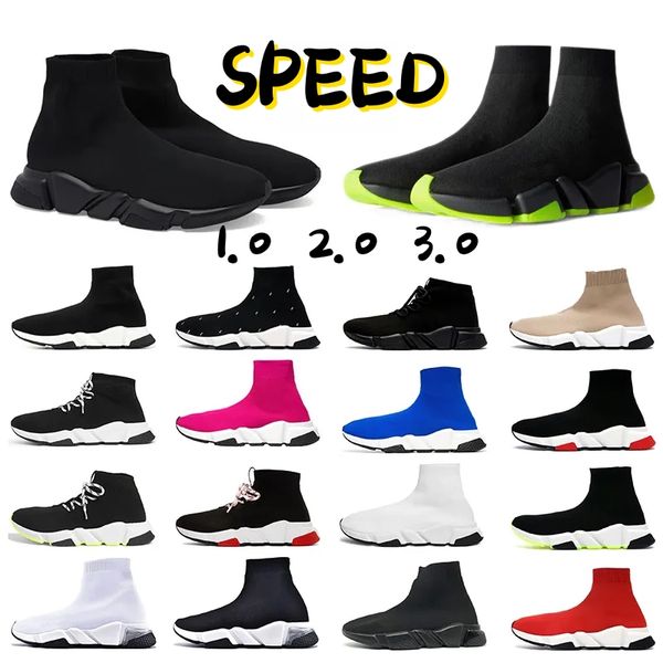 Chaussures concepteurs femmes chaussettes hommes vitesses graffiti blanc noir rouge beige rose claire semelle lacet-up neon chaussettes jaunes runner entraîneurs plate-forme plate baskets