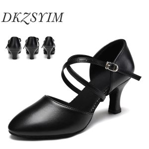 schoenen dkzsyim nieuwe latin dans schoenen voor vrouwen gesloten teen moderne elegante dansende schoenen balzaal feest tango waltz microvezel leer