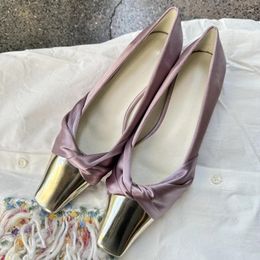 Chaussures robe metal 880 carré pompes femme satin Designer Flat Summer Party Purple confort