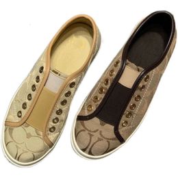 Chaussures élastiques cartouches toile pour femmes à un pas bas lefu fond plat paresseux