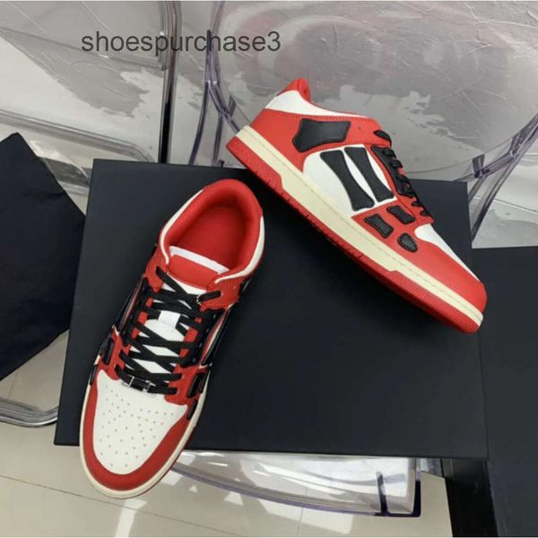 Chaussures Mode Véritable Casual Baskets à fond plat Designer Hommes Nouvelles femmes Skel Amiiri Chaussure Chunky Top Cuir Low High Edition Couple White Bone Ball Sports UJ7X