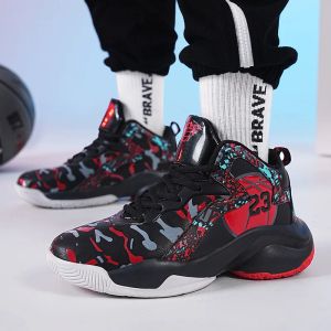 Chaussures Fashion Men Hightop Basketball Chaussures amortissantes Light Basketball Sneakers portables Noslip Outdoor décontracté Chaussures pour hommes