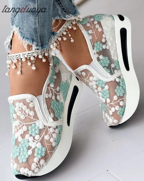 Chaussures femelles chaussures se paillettes mises chaussures respirantes femme blanc rose plate-forme rose baskets femmes hauteur augmente calices chaussures décontractées