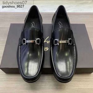 shoes Feragamo Chaussures en cuir véritable pour hommes chaussures d'affaires décontractées en cuir à la mode paresseux cheval siège boucle manche haricot Lefu chaussures one HP4S H0V3