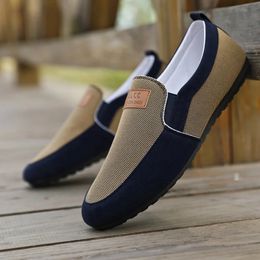 Schoenen voor mannen Casual Slip op Loafers Plus Maat Ademend canvas Drive Shoes Office Walking Flats Non Slip Mocasins 240510