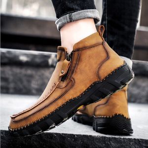Chaussures pour hommes Italiens Boots Boots Automne Hiver Nouvel Handmade High-top Casual Chaussures Randonnée non glisser Boots CHEURES CHAUDS BIG TAILLE 38-48