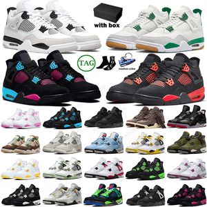 4S Basketball Chaussures hommes Femmes 4 Pine Green Vivid Soufre Military Black Cat Seafoam Sail Red Thunder White Oreo Unc Cool Gray Og Jumpman Sports Sneakers avec boîte