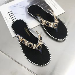 Chaussures pour femmes Summer Flip Flip flops Rhinestone Fase Comfort Opend Toe Luxury Sandalias Femmes Sandales Plaques 240322