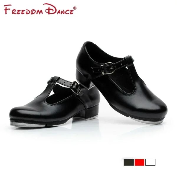 Chaussures gratuites Return Classic Tap Dance Chaussures pour filles steppers t Shigned Patent Leather Jazz Step Dance Chaussures Clogging Shoes 2642