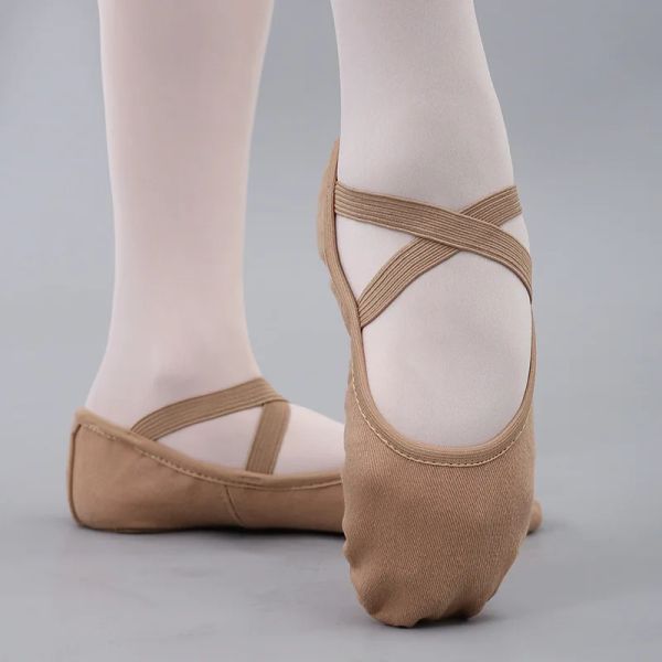 Chaussures en tissu élastique complet Ballerina Chaussures de danse pour enfants Chaussures de danse pour femmes Chaussures de chat yoga chat Ballet Adult Wholesale