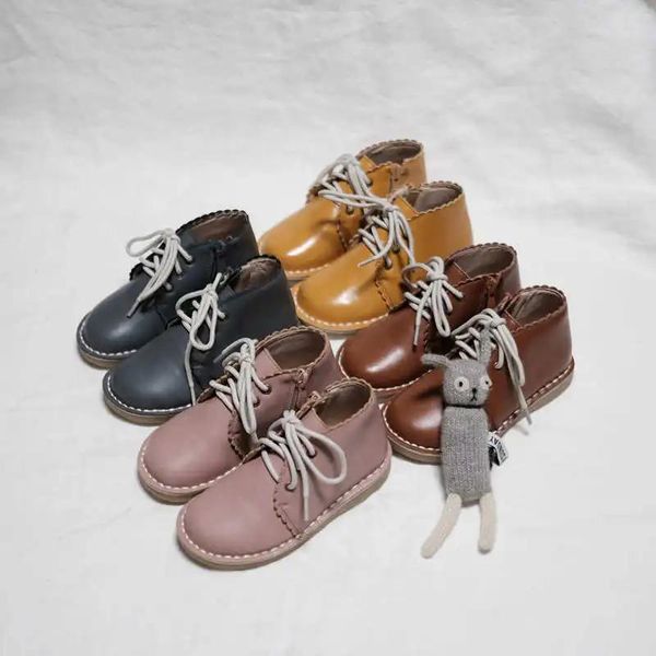 Chaussures en cuir véritable bottes pour enfants à la main en peau de vache filles bottes décontractées bottes d'équitation pour garçons étudiants enfants chaussures