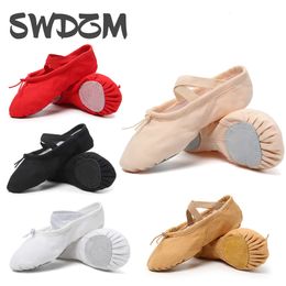 Chaussures Filles Canvas Ballet plat dansant Slippers Chaussures de danse pour femmes adultes Enfants Enfants Classic Split-Sole Soft Leather 230605