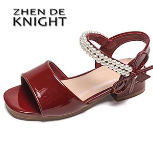 schoenen Meisjes Sandalen Zomer Mode Kindersandalen voor Meisjes Lage Hakken Casual Prinses Leren Schoenen Parels Feestschoenen Maat 2536