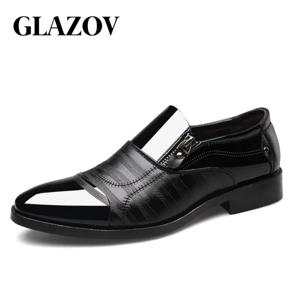 Chaussures Glazov Marque Classic Business Men's Dress Chaussures Fashion Elegant Formel Wedding Shoes Men Slip on Office Oxford Shoes for Men