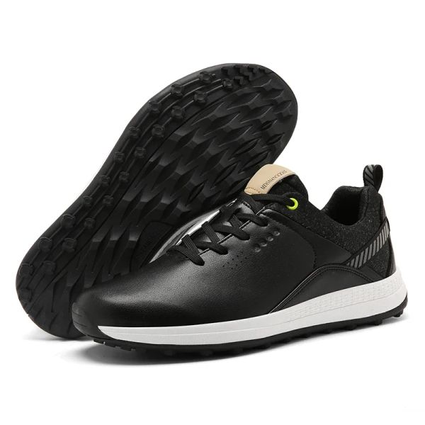 Chaussures Chaussures de golf Men de golfeur imperméable professionnel baskets sport Turf Grass Golfing Chaussures Femmes confortables Sneakers de marche noir