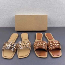 Schoenen HBP Niet-merkleverancier China Sandalias Altas Vrouwelijk Schattig Damesschoenen Nieuw ontwerp Gouden Diamant Vrouwen Platte Sandalen