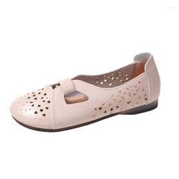 Schoenen hakken platte zachte vrouwelijke lederen handgemaakte sandalen comfortabele windtunnel holle vrouwen casual flats 723 s s s s