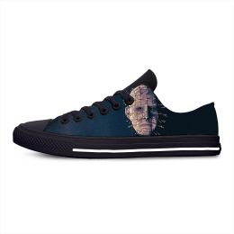 Chaussures Hellraiser film Pinhead Horror effrayant Halloween Chaussures de tissu décontracté Low Top Lightweight Breathable 3D Print Men Femme Sneakers