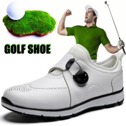 Schoenen Hoge kwaliteit Echte lederen golfschoenen voor heren, Professionele gras Golf Training Schoenen Waterdicht Golfschoenen Zwart