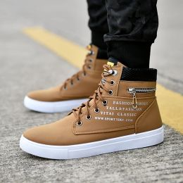 Chaussures Hightop Skateboard Chaussures Automne Men Outdoor Sport Shoe Fashion Fashion Bootes Zipper Flats Tourism Casual Training Chores Sneakers masculins