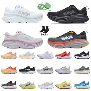 Chaussures Hoka One Bondi 8 Carbon X2 Triple Black Blanc Lilac Marble Clifton Men Femmes Absorbant Absorbant Route Sneakers Sneakers 36-45