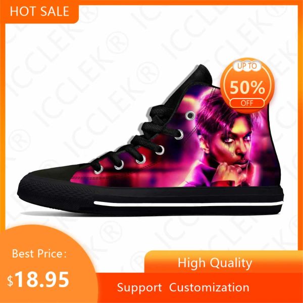 Chaussures chanteuse de musique chaude Prince Rogers Nelson Purple Rain Casual Shoes High Top Lightweight Breathable Mens Womens Teenager Sneakers