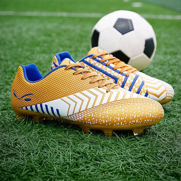 Zapatos calientes nuevos zapatos de fútbol dorado para hombres tacos de fútbol de fútbol